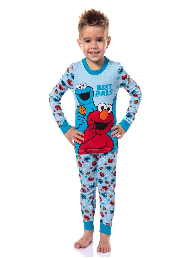 INTIMO Sesame Street Toddler Boys' Cookie Monster Elmo Best Pals 2 Piece Long Sleeve Pajama Set (2T) Blue - Image 1