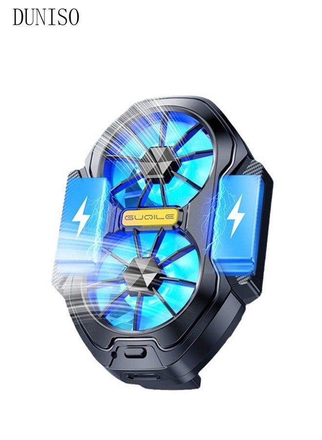 DUNISO Phone Cooler, Cooling Fan, Mobile Phone Cooling Fan, Dual Fans, Plug-In Model, Compatible With 62~92mm Mobile Phones，Rechargeable, Playing Games, Live Streaming, Watching Videos - Image 3