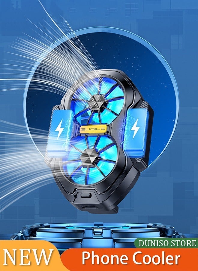 DUNISO Phone Cooler, Cooling Fan, Mobile Phone Cooling Fan, Dual Fans, Plug-In Model, Compatible With 62~92mm Mobile Phones，Rechargeable, Playing Games, Live Streaming, Watching Videos - Image 2