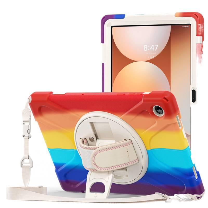 GLX حافظة سامسونج تاب قابلة للطي متوافقة مع Samsung Galaxy Tab A11 Plus / Samsung Galaxy Tab A11 باللون أحمر مع غطاء حماية ووظيفة حامل وحمل يومي للتابلت بوظيفة حامل باللون الأحمر Sams. - Image 1