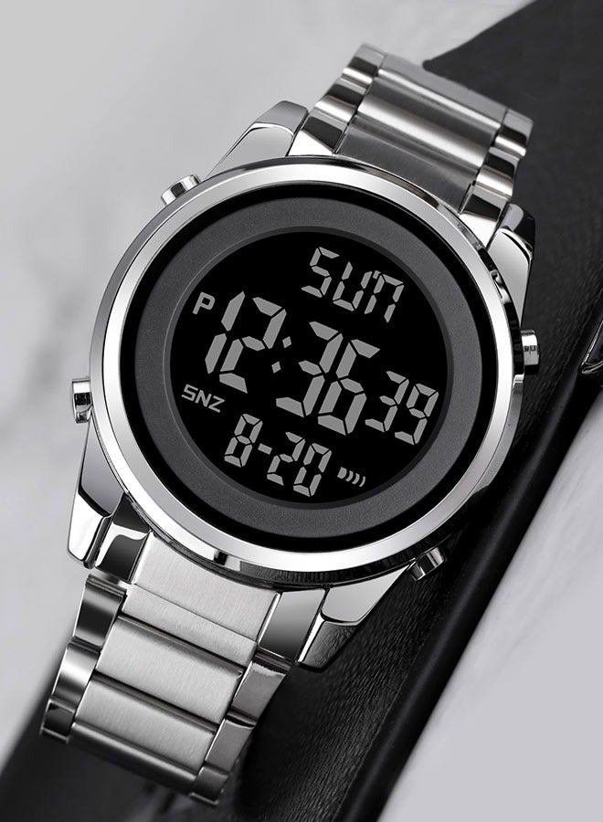 نافيفورس ساعات رجالية رقمية LED للأعمال بسوار من الفولاذ المقاوم للصدأ مع ساعة إيقاف وساعة توقيت إلكترونية كلاسيكية - Image 2