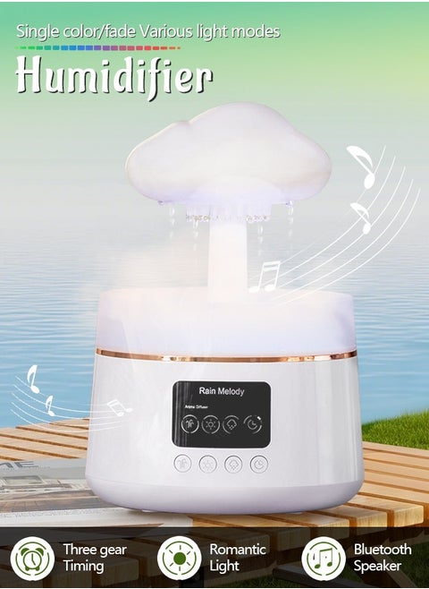 Cloud Humidifier Rain Water Drip 300ML Mushroom Cloud Diffuser Rain Aromatherapy Essential Oil Diffuser Rain Drop Humidifier with 7 Colors Night Lights for for Bedroom and Desk