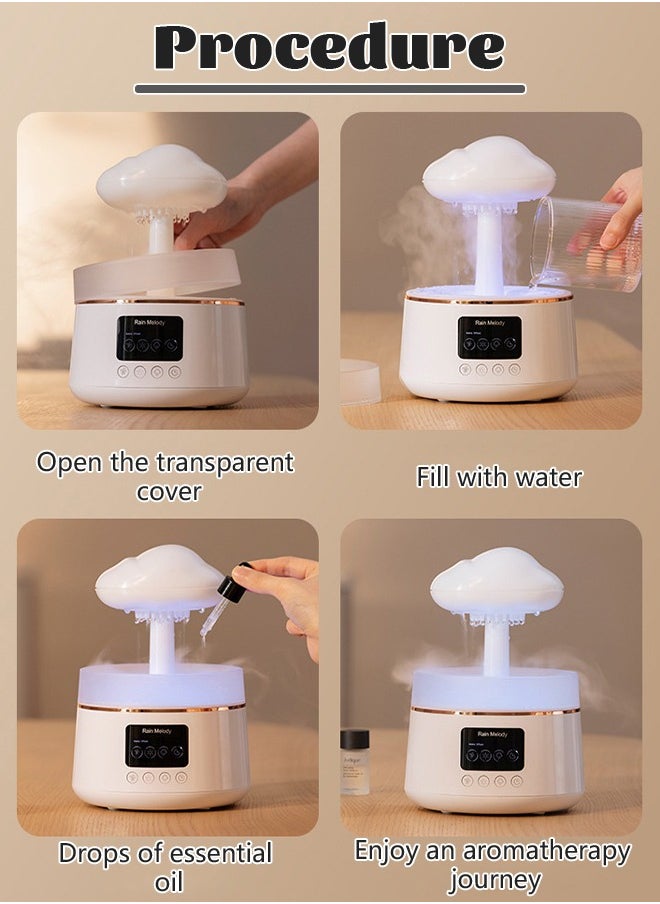 Generic - Cloud Humidifier Rain Water Drip 300ML Mushroom Cloud Diffuser Rain Aromatherapy Essential Oil Diffuser Rain Drop Humidifier with 7 Colors Night Lights for for Bedroom and Desk - Image 1