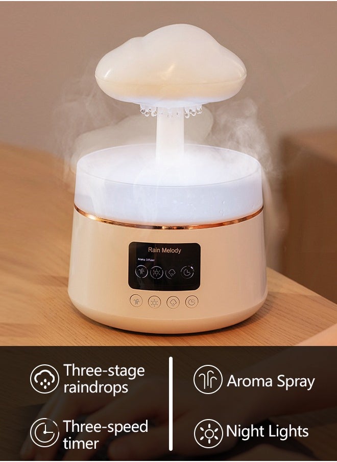 Generic - Cloud Humidifier Rain Water Drip 300ML Mushroom Cloud Diffuser Rain Aromatherapy Essential Oil Diffuser Rain Drop Humidifier with 7 Colors Night Lights for for Bedroom and Desk - Image 1