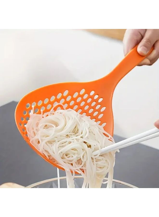 Orange Multi Purpose Strainer Spoon With Long Non Slip Handle For Cooking - Image 1