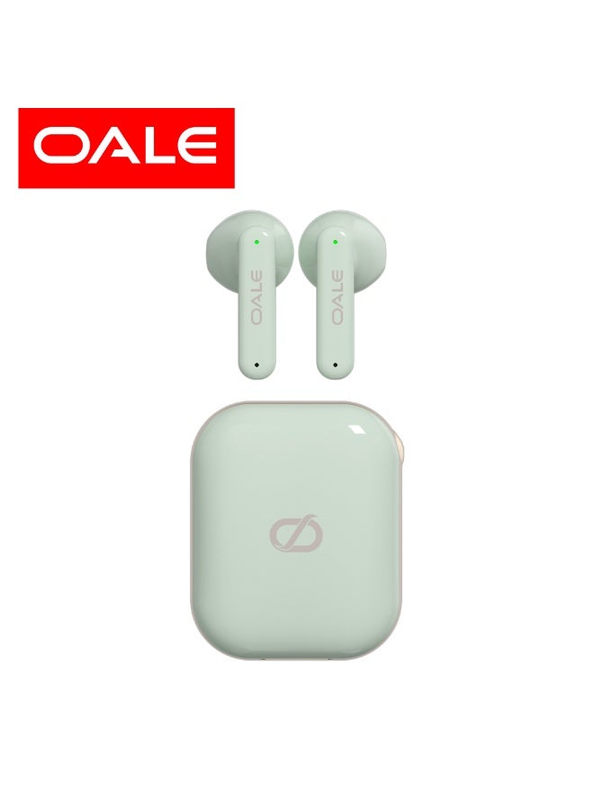 OALE iFree 14 Green TWS Earbuds, 35H Playtime, ENC Noise Cancellation, Smart Touch Sensor, Comes with Neck-Hanging Chain, Bluetooth 5.4, Type-C Charging Case - Image 1