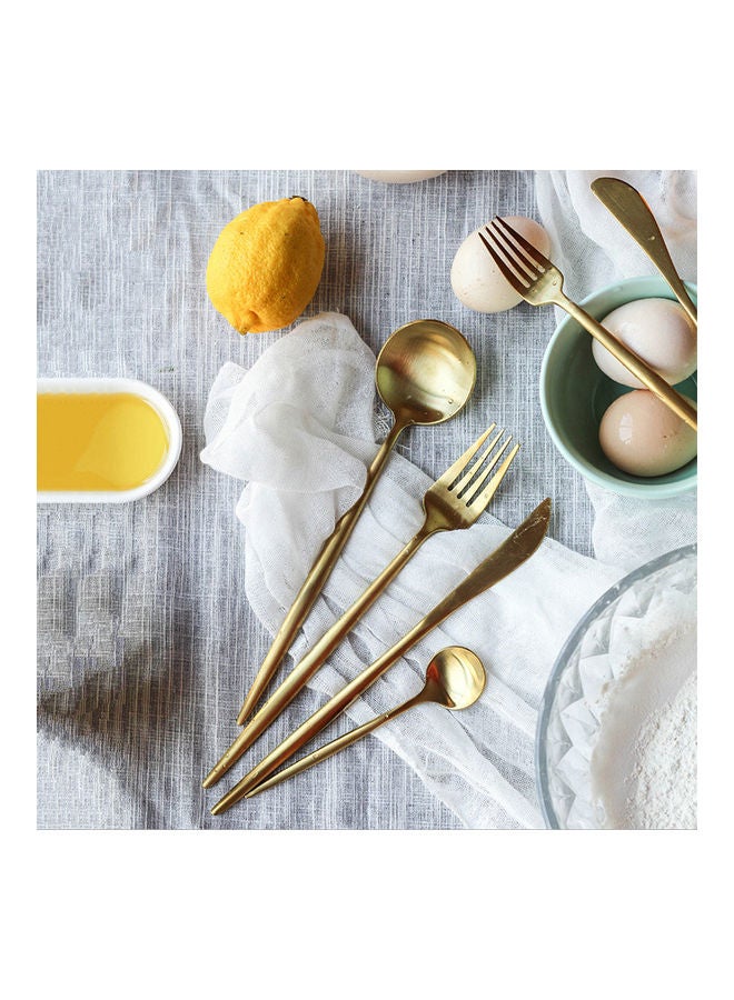 NIBEMINENT 4-Piece Stainless Steel Flatware Set Gold - Image 2