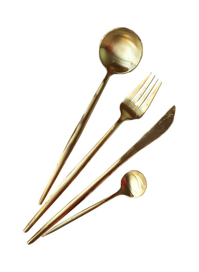 NIBEMINENT 4-Piece Stainless Steel Flatware Set Gold - Image 1