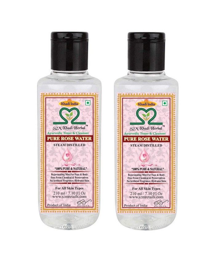 S2M KHADI HERBAL ماء الورد / تونر رذاذ متجدد للوجه والجسم بالتقطير بالبخار لجميع أنواع البشرة 210 مل (عبوة من 2) - Image 1