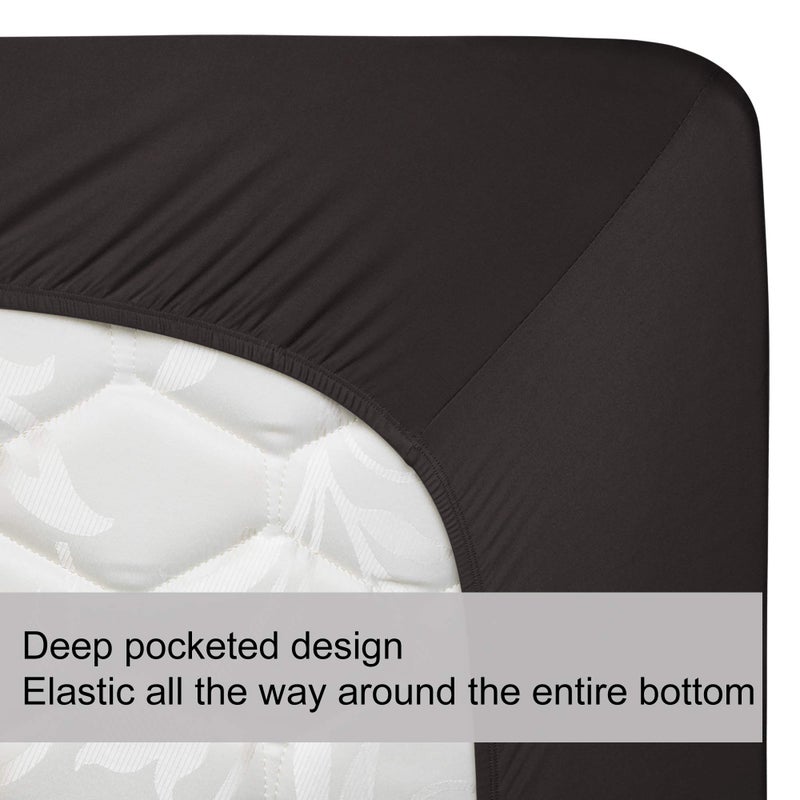 N&Y HOME King Size Fitted Sheet Only - 4-Way Stretch Jersey Knit  T-Shirt Feeling & Ultra Soft  Wrinkle Free  Non-Slip & Snug Fit for Mattress (Deep: 5""-13"") - Brown  King  - Image 5