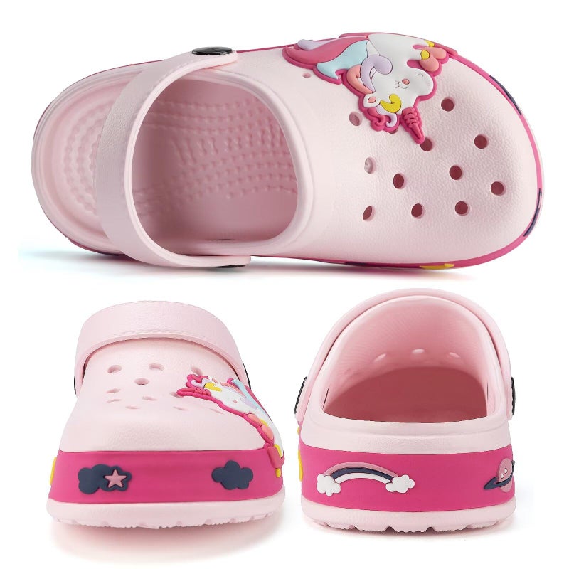 XPKWS Kids Clogs Boys Girls Toddler Sandals Garden Slipper Unisex-Child Cute Cartoon Slides Beach Water Shoes,Cute Pink,27 - Image 4