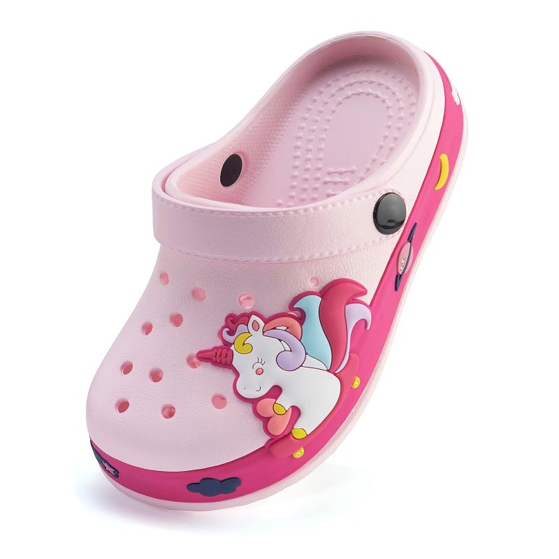 XPKWS Kids Clogs Boys Girls Toddler Sandals Garden Slipper Unisex-Child Cute Cartoon Slides Beach Water Shoes,Cute Pink,27 - Image 1