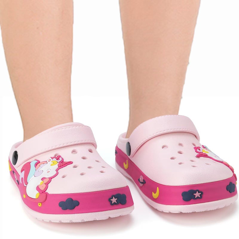 XPKWS Kids Clogs Boys Girls Toddler Sandals Garden Slipper Unisex-Child Cute Cartoon Slides Beach Water Shoes,Cute Pink,27 - Image 3