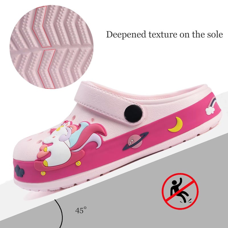XPKWS Kids Clogs Boys Girls Toddler Sandals Garden Slipper Unisex-Child Cute Cartoon Slides Beach Water Shoes,Cute Pink,27 - Image 5