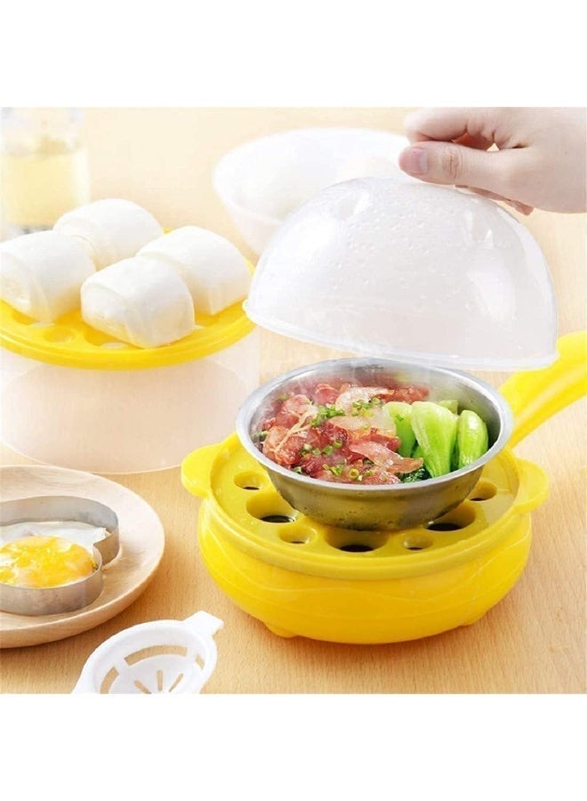 Yonsya Household Mini Electric Frying Pan, 2 in 1 Electric Egg Boiling Steamer Egg Frying Pan, Egg Boiler Electric Automatic Off with Egg Boiler Machine  Non-stick Kettle for Frying Fried Eggs, Meat, Vegetables - Image 4