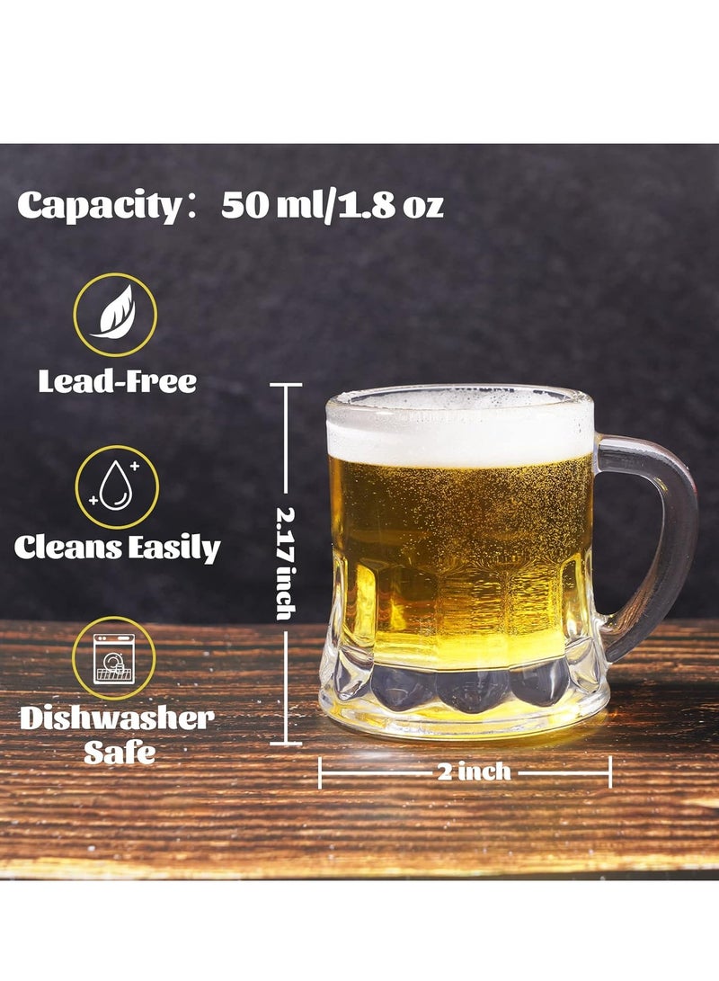 KASTWAVE 6Pcs Mini Beer Shot Glasses, Mini Glass Beer Mug with Handle, Mini Heavy Base Clear Beer Mugs, Clear Small Shot Glass for Whiskey Tequila, Mini Glassware Cups, 1.8 Ounce  - Image 4