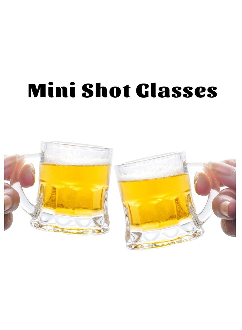 KASTWAVE 6Pcs Mini Beer Shot Glasses, Mini Glass Beer Mug with Handle, Mini Heavy Base Clear Beer Mugs, Clear Small Shot Glass for Whiskey Tequila, Mini Glassware Cups, 1.8 Ounce  - Image 5