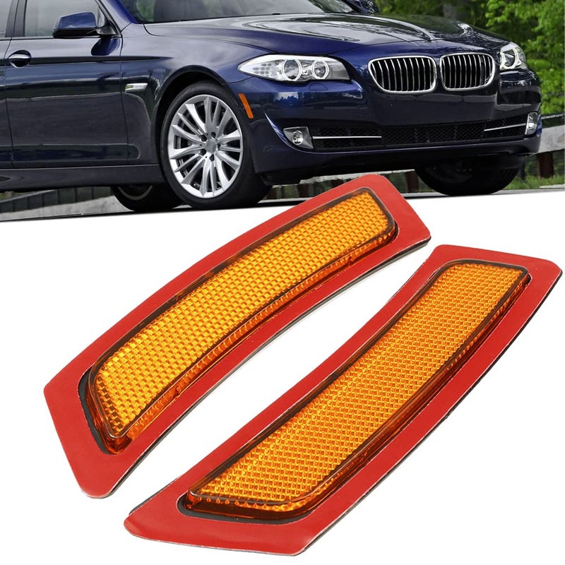 أضواء جانبية لمؤشر الصدمات الأمامية KYYET متوافقة مع BMW F10/F11 5 Series 528i 528ix 535i 550i (عدسة برتقالية) 