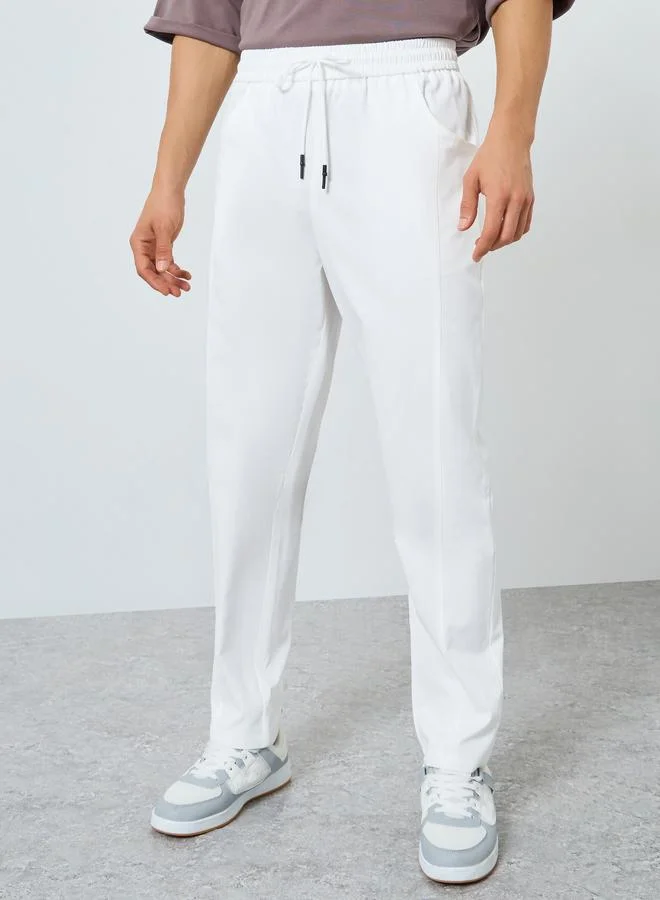 Take Two Men Solid Drawstring Waist Straight Leg Pants
