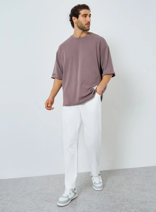 Take Two Men Solid Drawstring Waist Straight Leg Pants