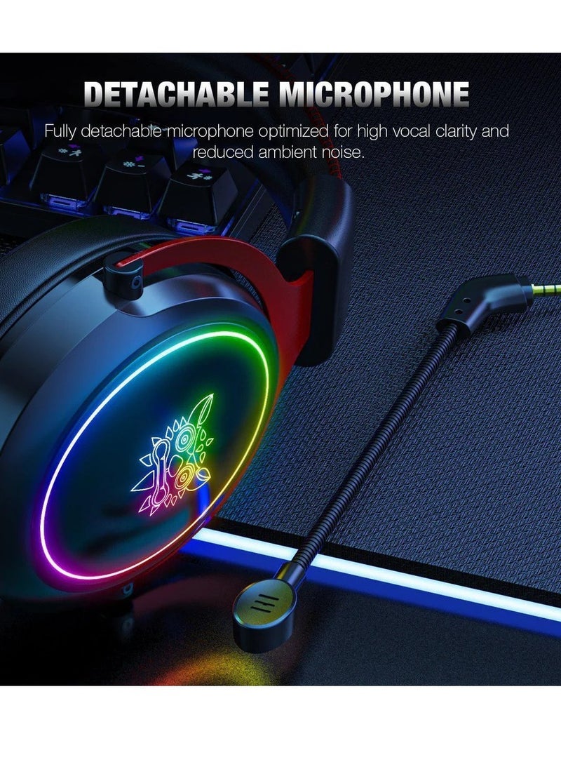 Onikuma X10 Gaming Headset with Microphone – Surround Sound Over-Ear Headphones for PS4, PS5, Xbox, PC, Laptop, Mobile – Noise Cancelling Mic, Soft Cushioned Earpads, RGB Lighting, Volume Control, Lightweight Build for Long Gaming Sessions - Image 2