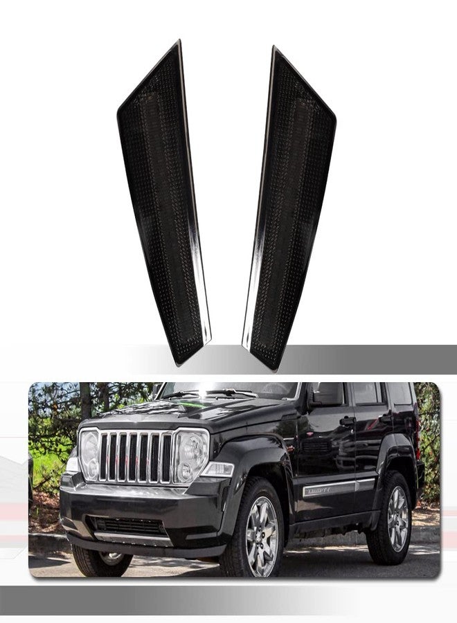 Tonsya For 2008 2009 2010 2011 2012 Jeep Liberty Replacement Front Bumper Signal Side Marker housing Smoked Lens - Image 1
