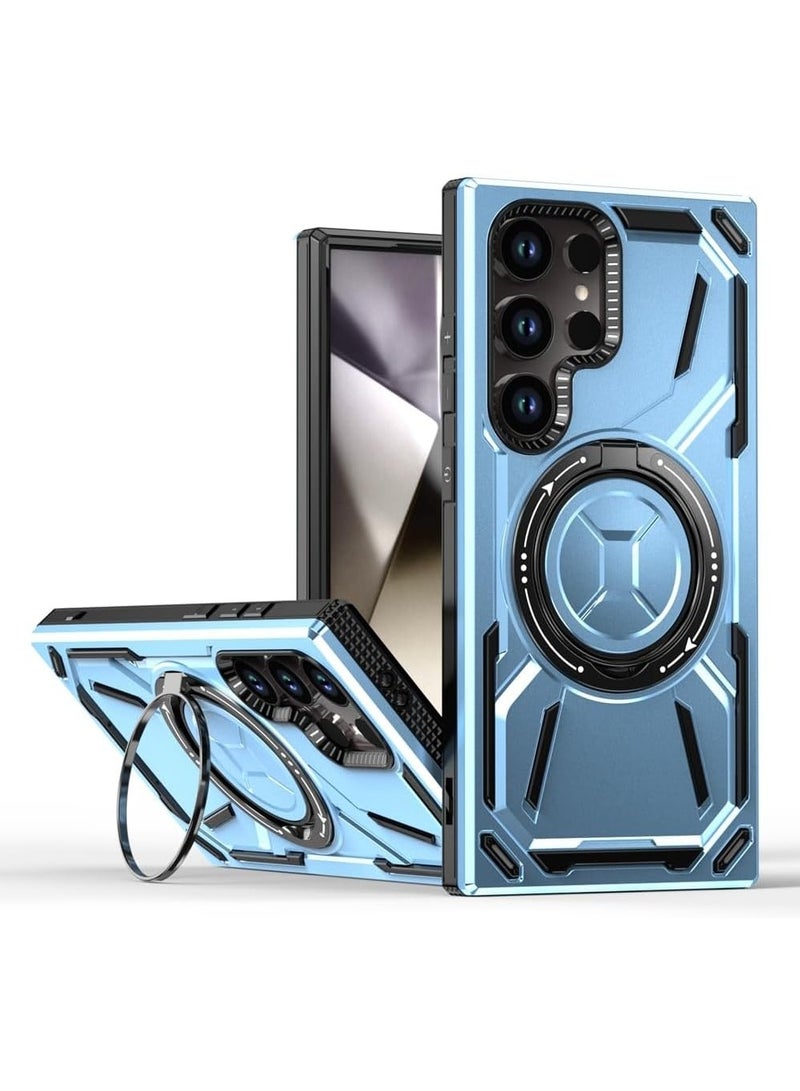 SHIELD EGYPT SHIELD EGYPT For Samsung Galaxy S23 Ultra Armored II Series Mag-Safe Magnetic Holder Phone Case (Blue) 