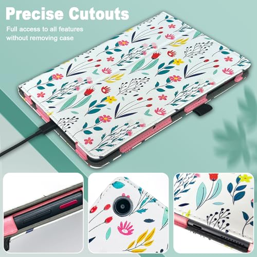 Caweet Case for T-Mobile Revvl Tab 2 Tablet - Premium Leather Folio Protective Stand Cover with Magnetic Closure, Flowers - Image 5