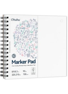 Ohuhu Ohuhu Marker Pads Art Sketchbook Bleedproof - 8.9x8.3 Square Paper Size - 90LB/150GSM Smooth Drawing Paper - 60 Sheets/120 Pages, Spiral Bound Double Sided Sketching Book for Alcohol Markers Christmas  - Image 1