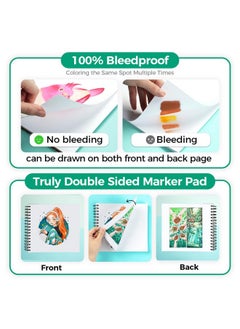Ohuhu Ohuhu Marker Pads Art Sketchbook Bleedproof - 8.9x8.3 Square Paper Size - 90LB/150GSM Smooth Drawing Paper - 60 Sheets/120 Pages, Spiral Bound Double Sided Sketching Book for Alcohol Markers Christmas  - Image 3