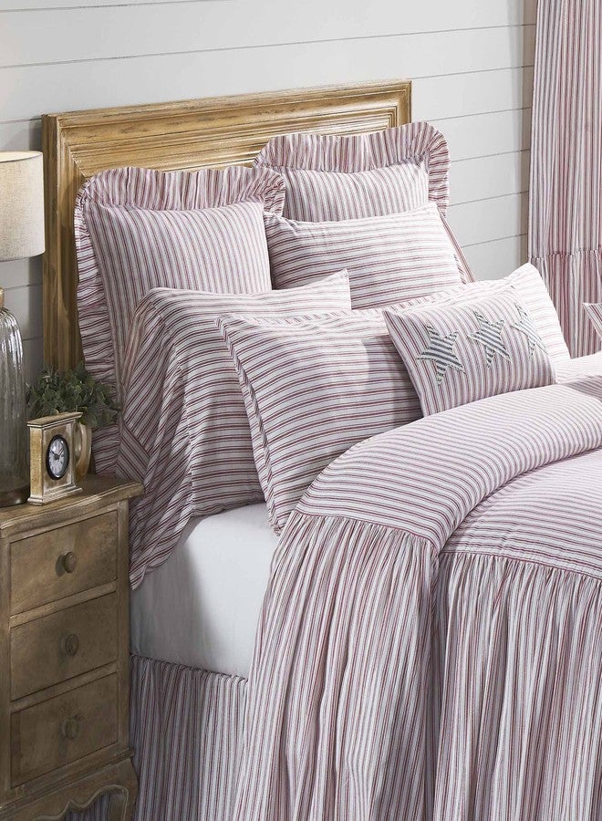 Piper Classics غطاء وسادة أوروبي مكشكش أحمر اللون من بايبر كلاسيكس، بتصميم ريفي عتيق، مناسب لغرف النوم الريفية، طوله 26 بوصة وعرضه 26 بوصة - Image 3