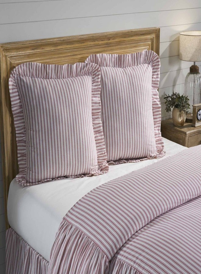 Piper Classics غطاء وسادة أوروبي مكشكش أحمر اللون من بايبر كلاسيكس، بتصميم ريفي عتيق، مناسب لغرف النوم الريفية، طوله 26 بوصة وعرضه 26 بوصة - Image 2