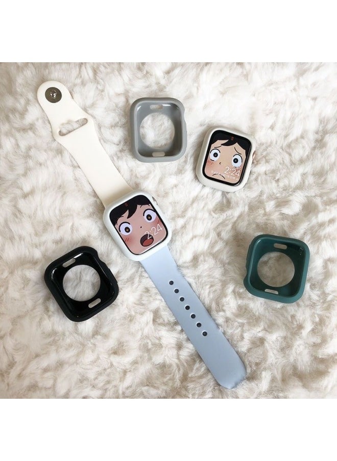 Iwatch Silicone Soft Shell Candy Color Protective Case Watch For Apple S10/8/7/seultra-Color:White-Dimensions:Apple Iwatch 3/2/1/(38mm)