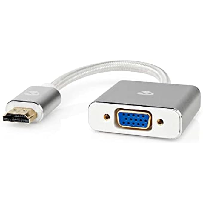 NEDIS CCTB34900AL02 VGA ADAPTER | HDMI™ CONNECTOR | VGA FEMALE | GOLD PLATED | STRAIGHT | ALUMINIUM | SILVER | COVER WINDOW BOX - Image 1