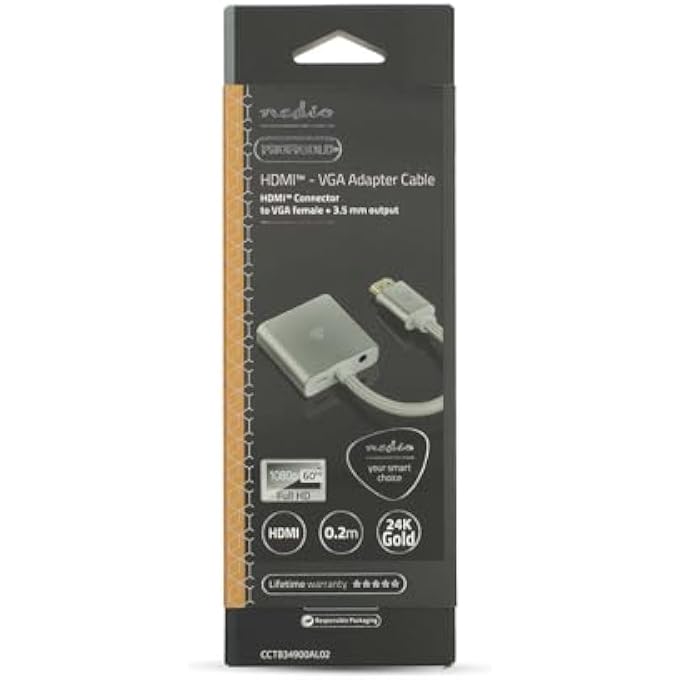 NEDIS CCTB34900AL02 VGA ADAPTER | HDMI™ CONNECTOR | VGA FEMALE | GOLD PLATED | STRAIGHT | ALUMINIUM | SILVER | COVER WINDOW BOX - Image 3
