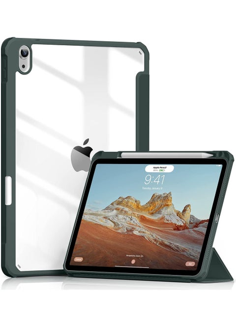 جراب لجهاز iPad (A16) مقاس 11 بوصة من الجيل 2025/جراب لجهاز iPad 11 من الجيل العاشر 2022 جراب iPad 10 مع حامل ثلاثي الطيات وغطاء خلفي شفاف مع حامل قلم ذكي لجهاز iPad 11 بوصة 2025/10.9 بوصة من الجيل العاشر 2022
