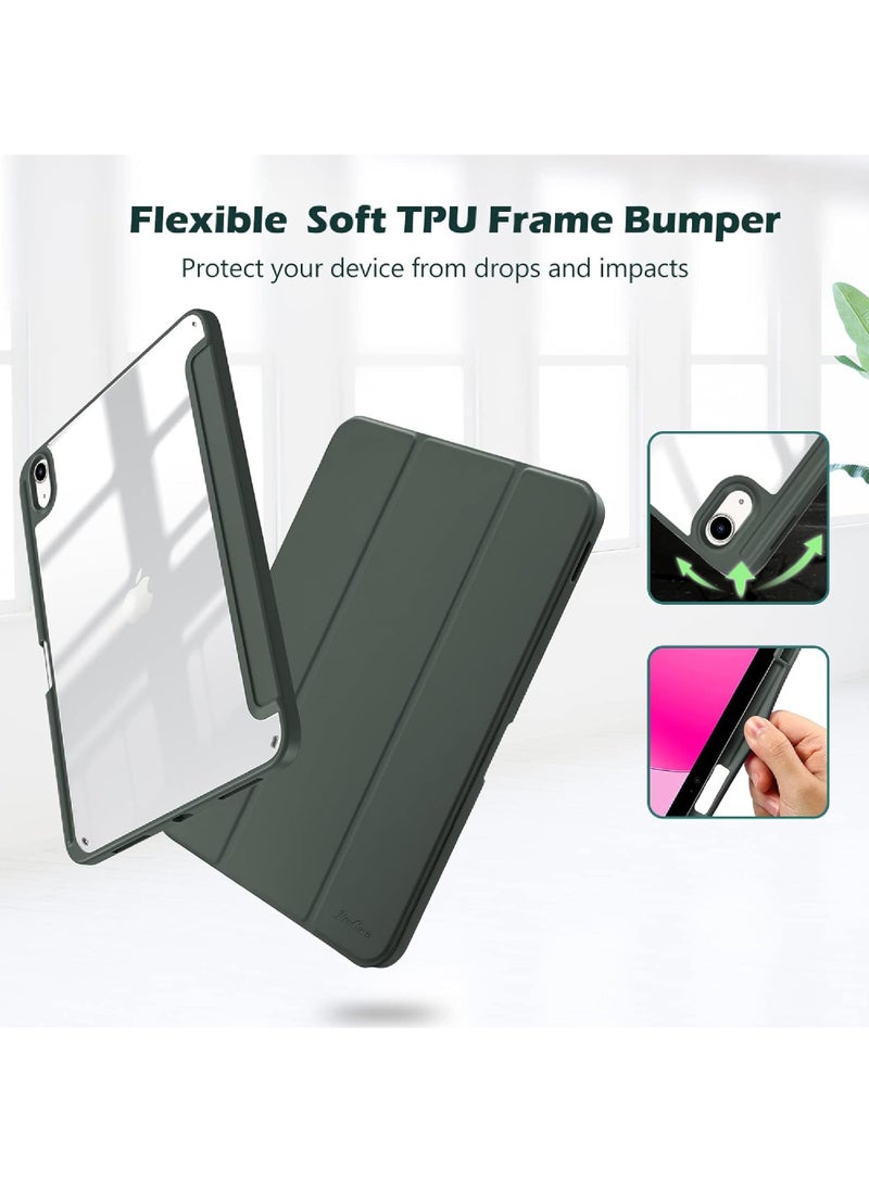 روك بو حافظة لجهاز iPad A16 11th 11inch 2025 حافظة لجهاز iPad 10th 10.9inch 2022 غطاء خلفي شفاف شفاف مع حامل قلم رصاص وغطاء حافظة مع خاصية السكون/التنشيط التلقائي - Image 3