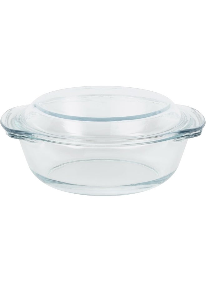 DELCASA Delcasa DC3313 Round Glass Baking Casserole with Lid, 1500 ml Capacity  - Image 1