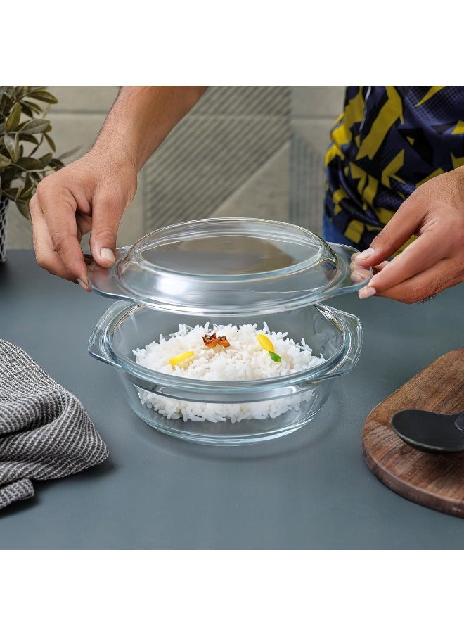 DELCASA Delcasa DC3313 Round Glass Baking Casserole with Lid, 1500 ml Capacity  - Image 3