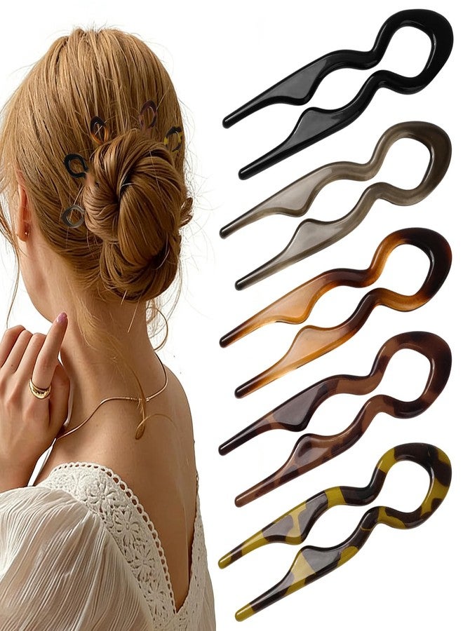 CYUXING 5Pcs Brown and Black Mini U-Shaped Hairpin, Hair Pins for Women, Ergonomic Hair Styling Tool Decorations Supplies Secure Non-slip Hair Clip Decor for Bun & Updo - Image 1