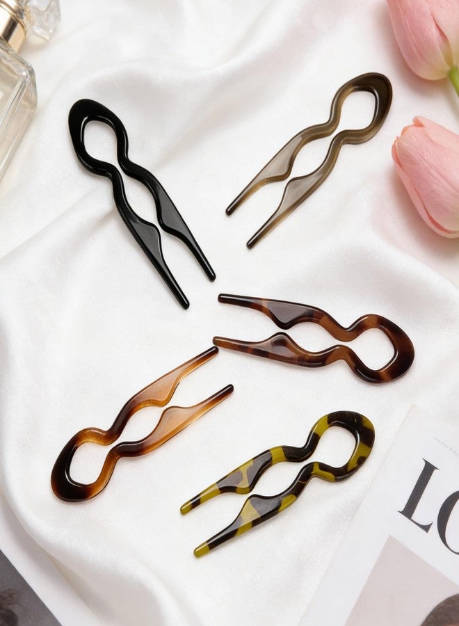 CYUXING 5Pcs Brown and Black Mini U-Shaped Hairpin, Hair Pins for Women, Ergonomic Hair Styling Tool Decorations Supplies Secure Non-slip Hair Clip Decor for Bun & Updo - Image 3