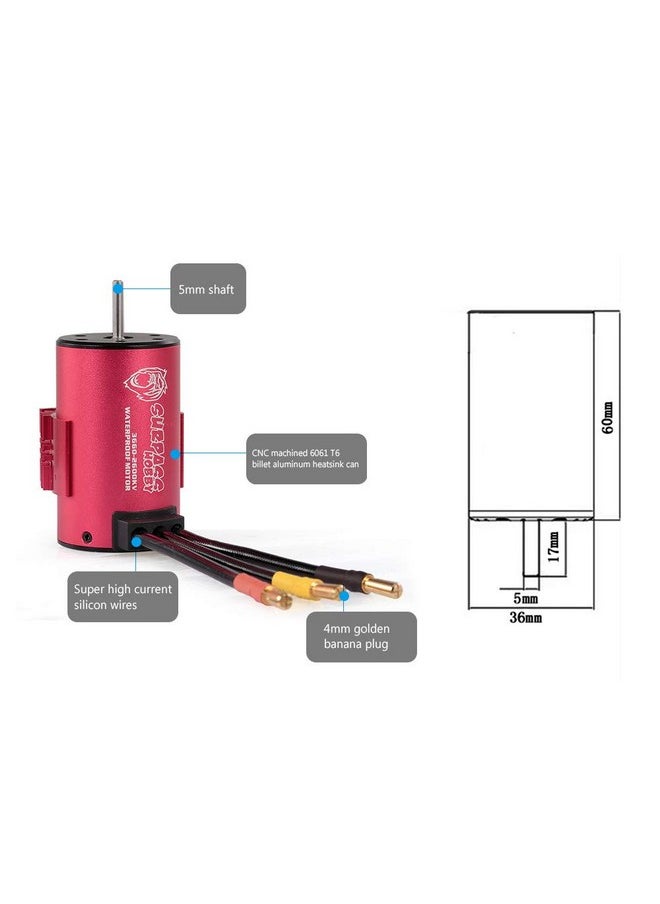 GoolRC - GoolRC Surpass Hobby 3660 Brushless Motor and ESC Combo, 2600KV Brushless Motor and 60A ESC for 1/10 Scale RC Car Truck Indispensable Accessory for Modification Enthusiasts - Image 1