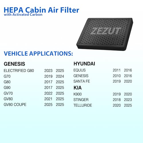 ZEZUT Cabin Air Filter CF10735 Fits Genesis G70, G80, G90, GV70, GV80, Hyundai Equus, Genesis, Kia K900, Stinger, Telluride, Honeycomb Structure and Activated Carbon Beads, Durable and Sturdy - Image 2