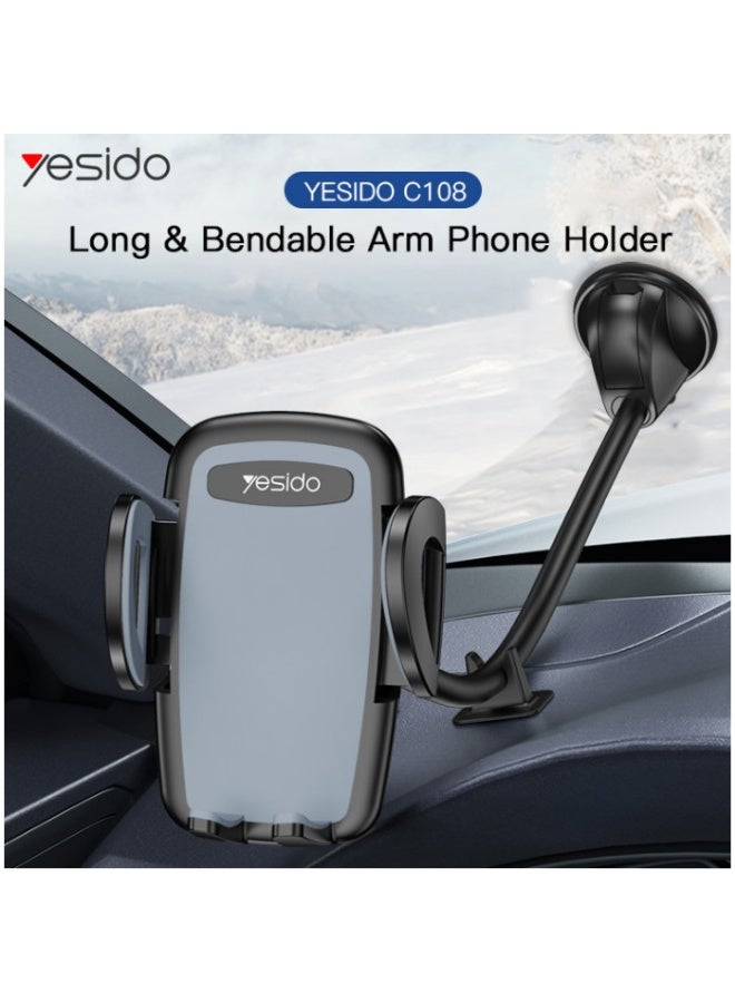 Yesido C108 High Quality Auto Extendng Clamp Arm Windshield Phone Holder For Car - Image 2