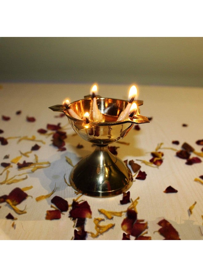 Neoteric Traditional Brass Fancy Five Face Diya Pooja Oil Lamp for Home and Office, Temple | Festival Decoration Oil Lamp for Pooja and Worship Decoration Pack of 4 - Image 3