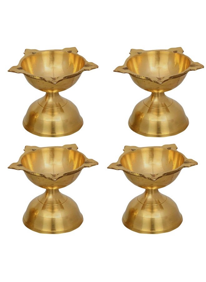 Neoteric Traditional Brass Fancy Five Face Diya Pooja Oil Lamp for Home and Office, Temple | Festival Decoration Oil Lamp for Pooja and Worship Decoration Pack of 4 - Image 1
