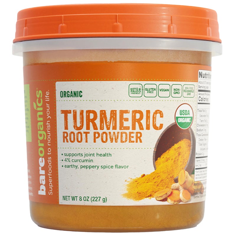 BareOrganics Turmeric Root Powder Superfood Dietary Supplement 8 Oz