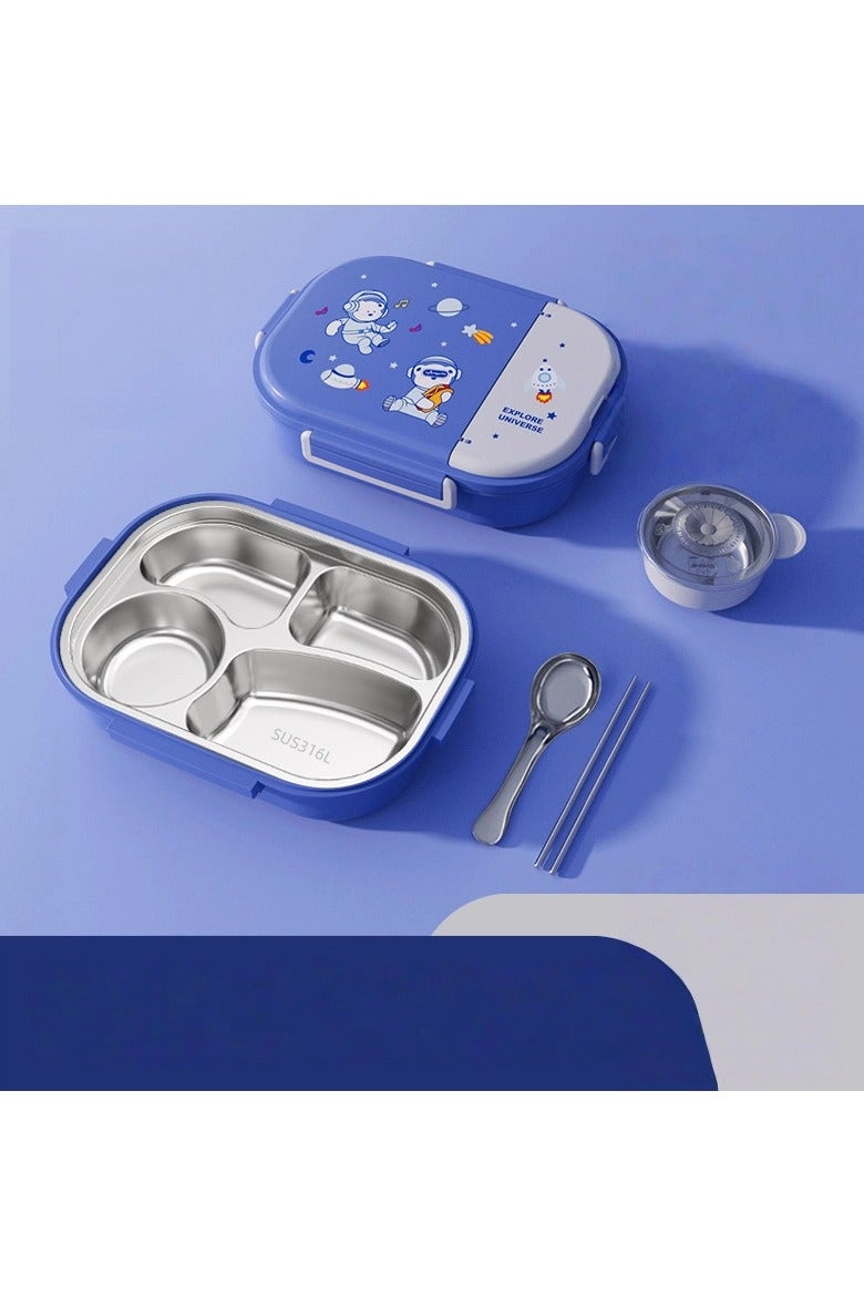 general Space Bear 316 Stainless Steel Lunch Box (Four Compartments, 1600ML) with Chopsticks, Spoon, and Soup Bowl - Portable Lunch Box for Students and Office Workers - Image 1