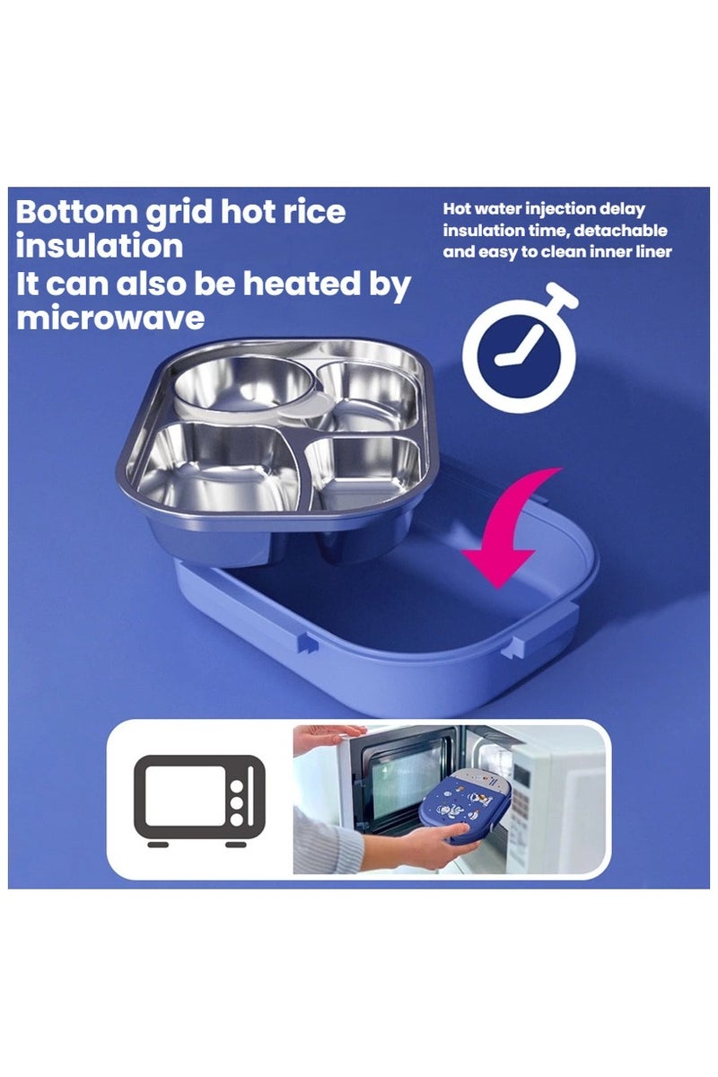 general Space Bear 316 Stainless Steel Lunch Box (Four Compartments, 1600ML) with Chopsticks, Spoon, and Soup Bowl - Portable Lunch Box for Students and Office Workers - Image 3