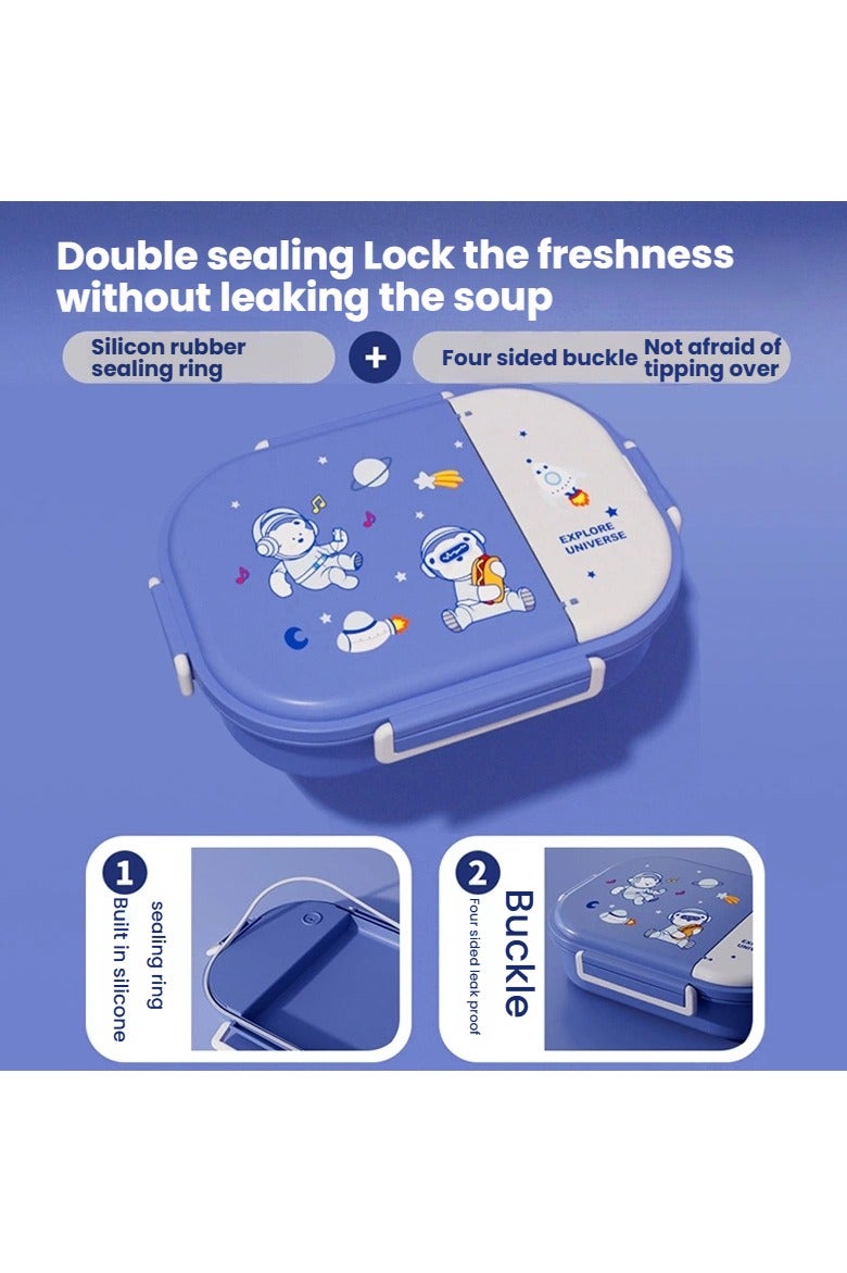 general Space Bear 316 Stainless Steel Lunch Box (Four Compartments, 1600ML) with Chopsticks, Spoon, and Soup Bowl - Portable Lunch Box for Students and Office Workers - Image 2